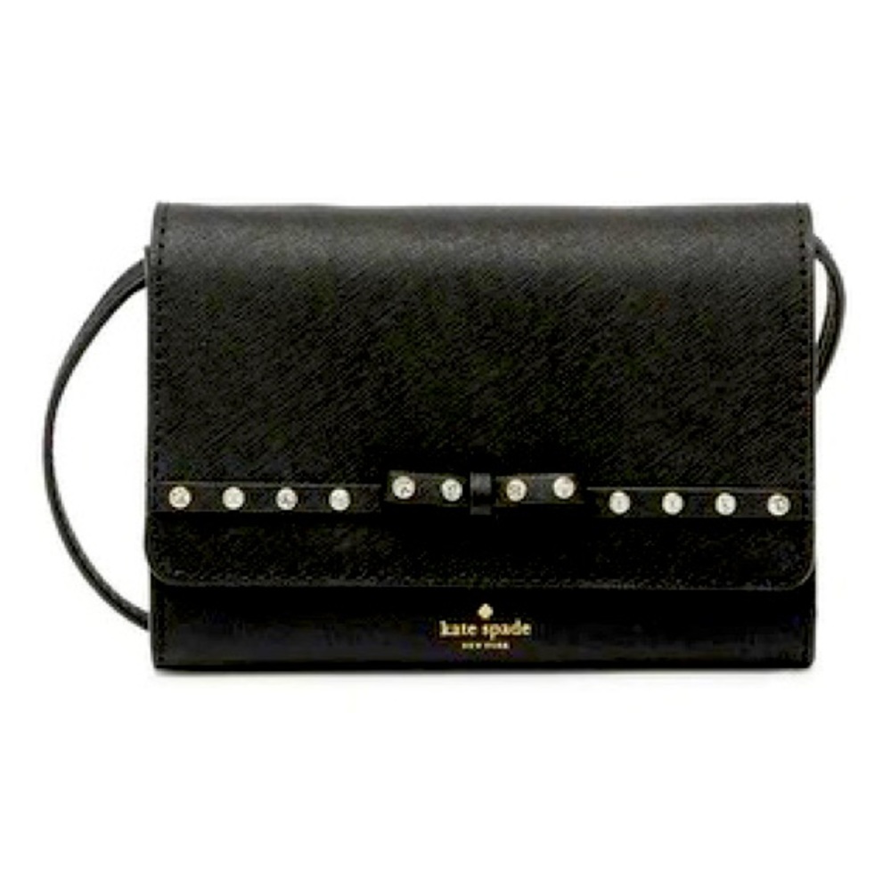 Kate Spade Laurel Way Jeweled Summer Black Crossbody Clutch
